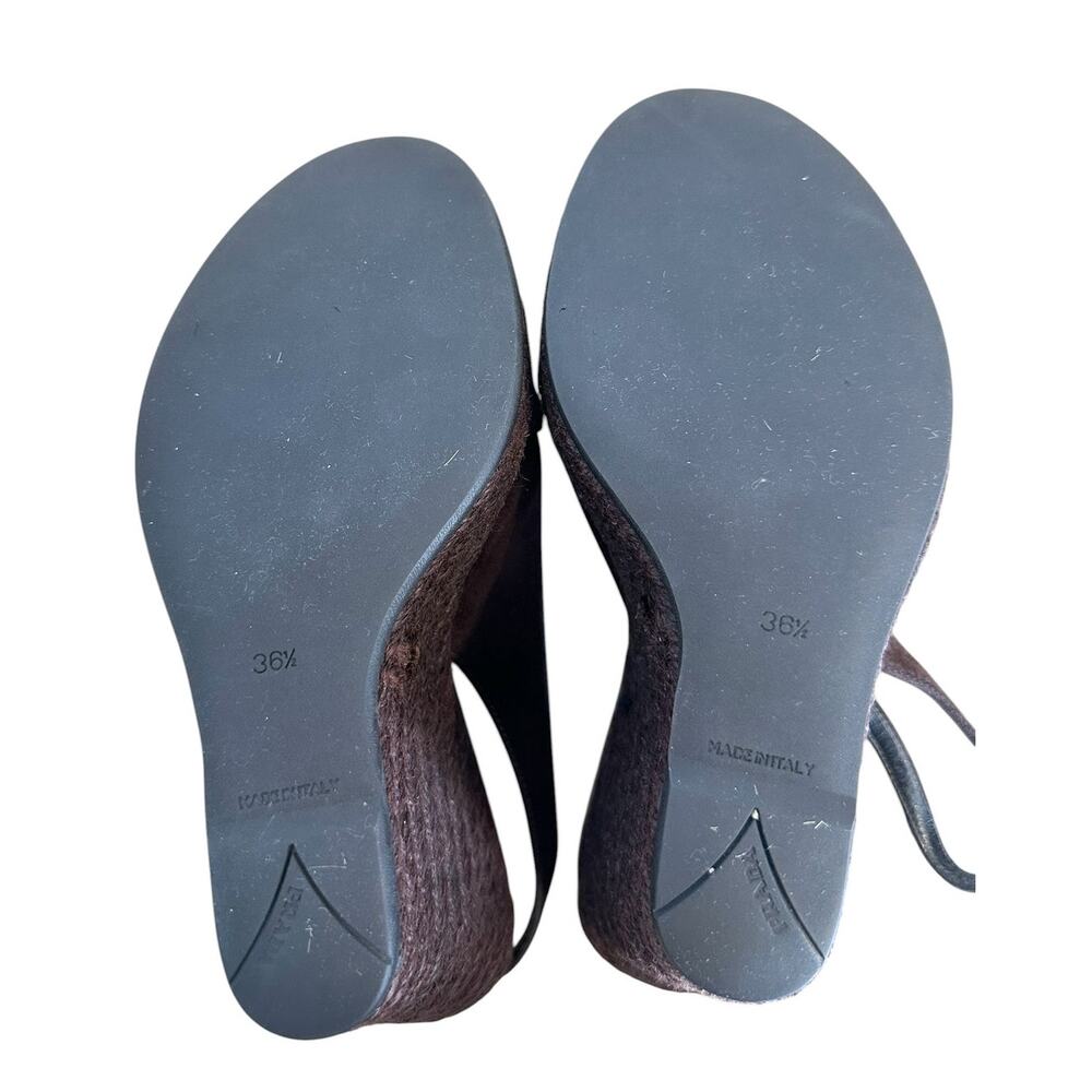 Prada Y2K Vintage Brown Suede Slingback Wedge Chunky Sandals 36.5 - Picture 9 of 10